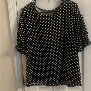 Adrianna Papell Black and White Polka Dot Blouse